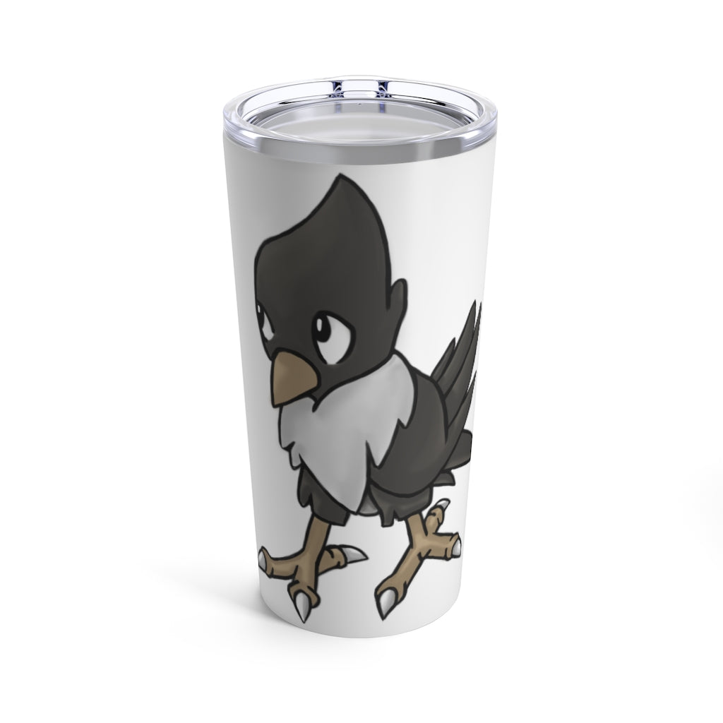 BiChip Tumbler 20oz in stainless steel with a see-thru plastic lid, showcasing its sleek design and rounded corners.