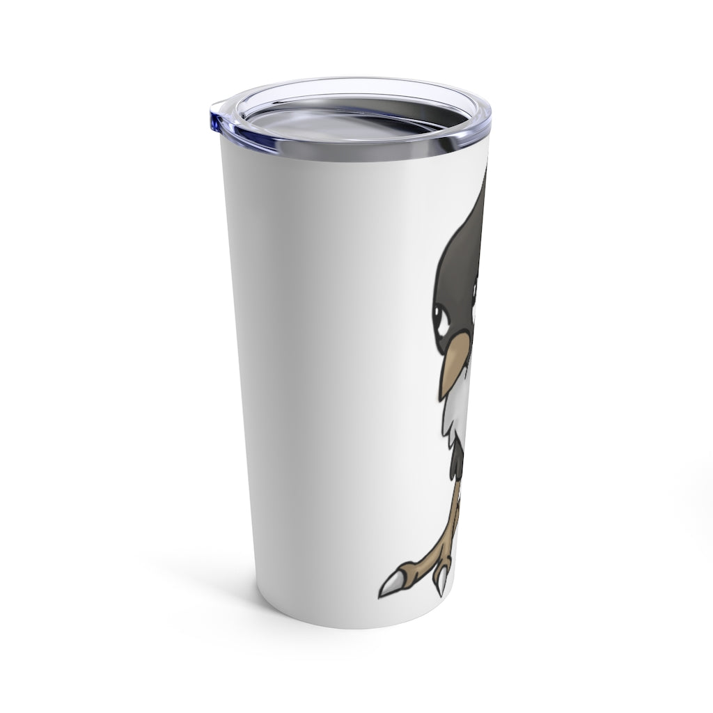 BiChip Tumbler 20oz in stainless steel with a see-thru plastic lid, showcasing its sleek design and rounded corners.