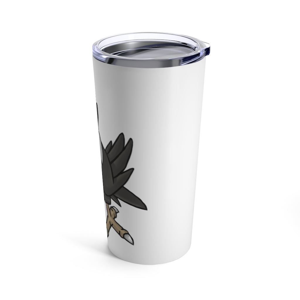 BiChip Tumbler 20oz in stainless steel with a see-thru plastic lid, showcasing its sleek design and rounded corners.