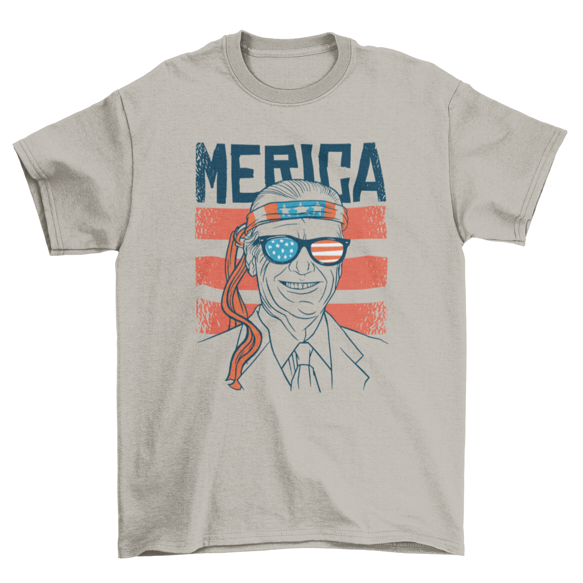 Biden vintage t-shirt featuring Joe Biden with an American flag bandana and stylish glasses, perfect for casual wear.