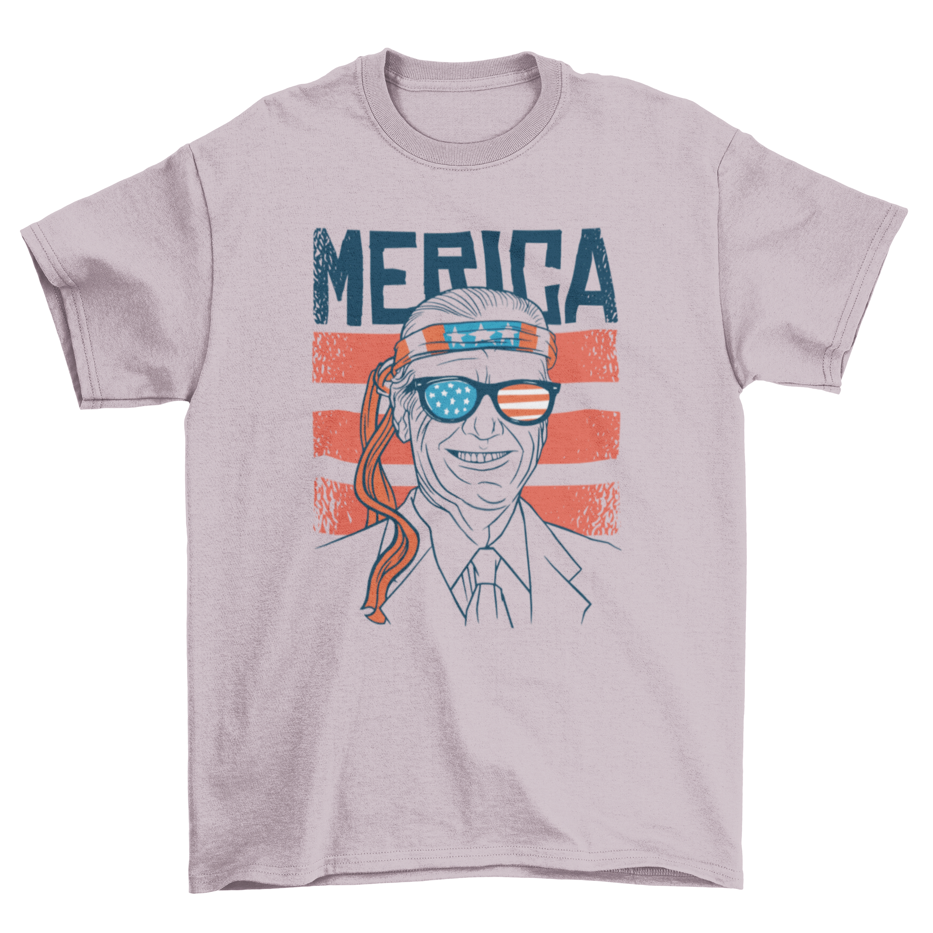 Biden vintage t-shirt featuring Joe Biden with an American flag bandana and stylish glasses, perfect for casual wear.