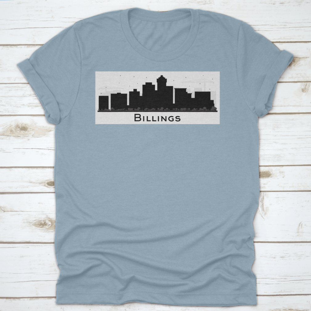 Billings Montana City Skyline silhouette vector design featuring black buildings against a light background.