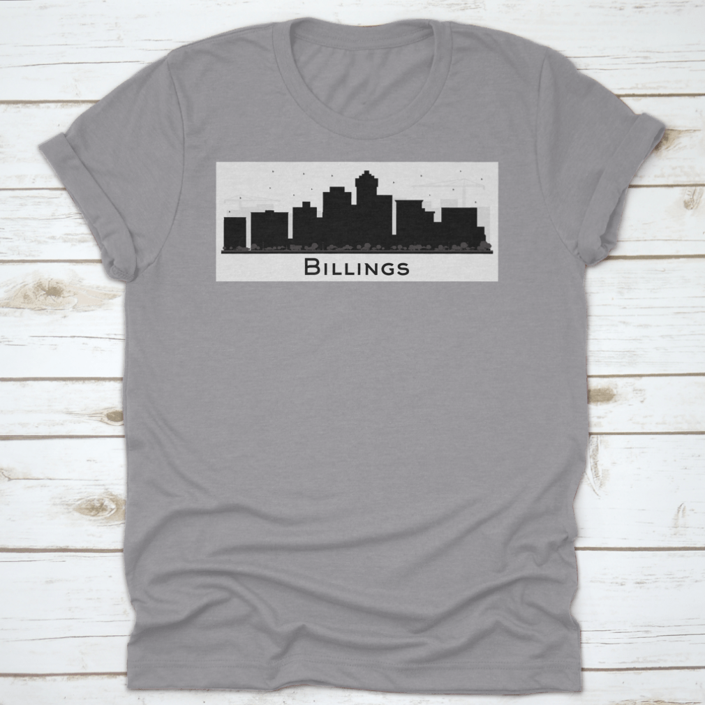 Billings Montana City Skyline silhouette vector design featuring black buildings against a light background.