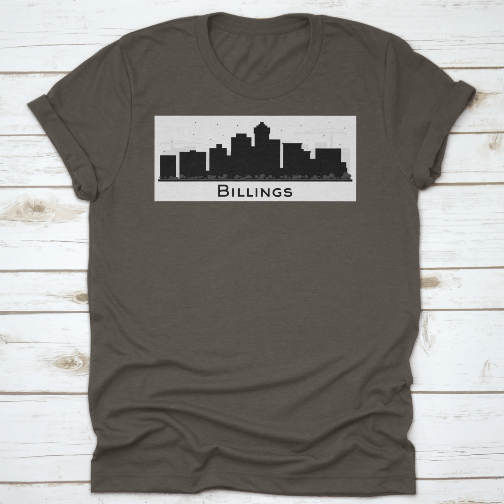 Billings Montana City Skyline silhouette vector design featuring black buildings against a light background.
