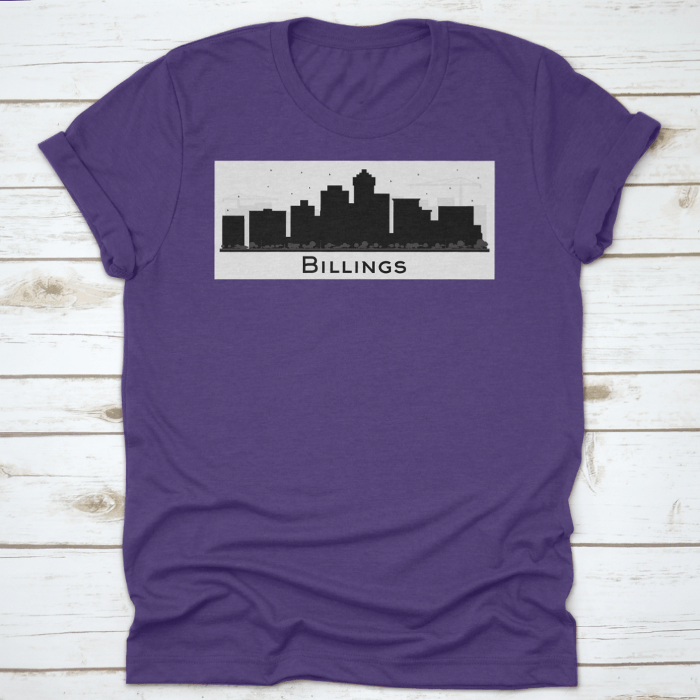 Billings Montana City Skyline silhouette vector design featuring black buildings against a light background.