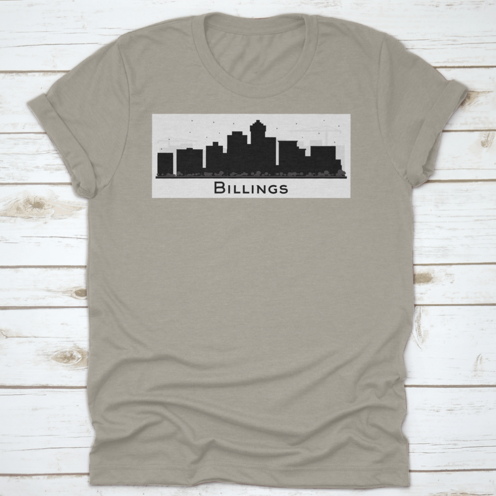 Billings Montana City Skyline silhouette vector design featuring black buildings against a light background.
