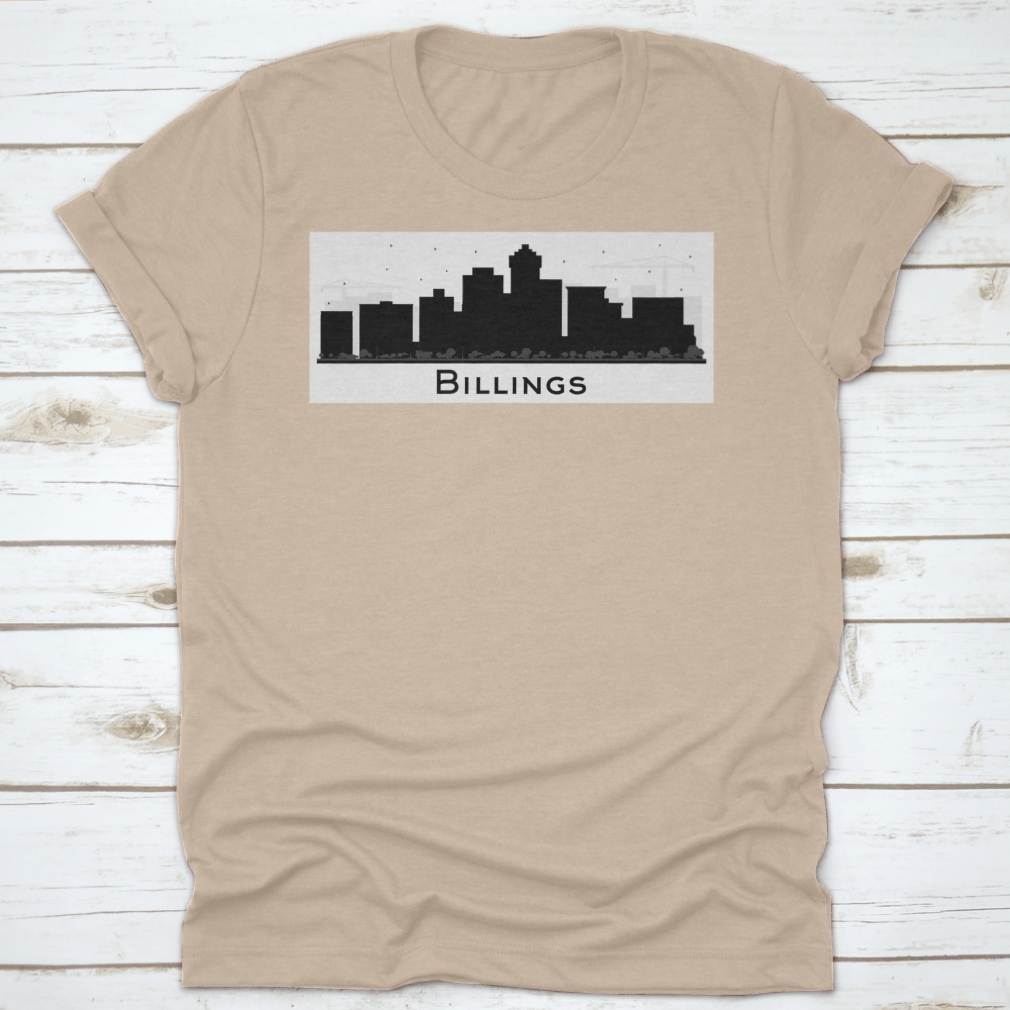 Billings Montana City Skyline silhouette vector design featuring black buildings against a light background.