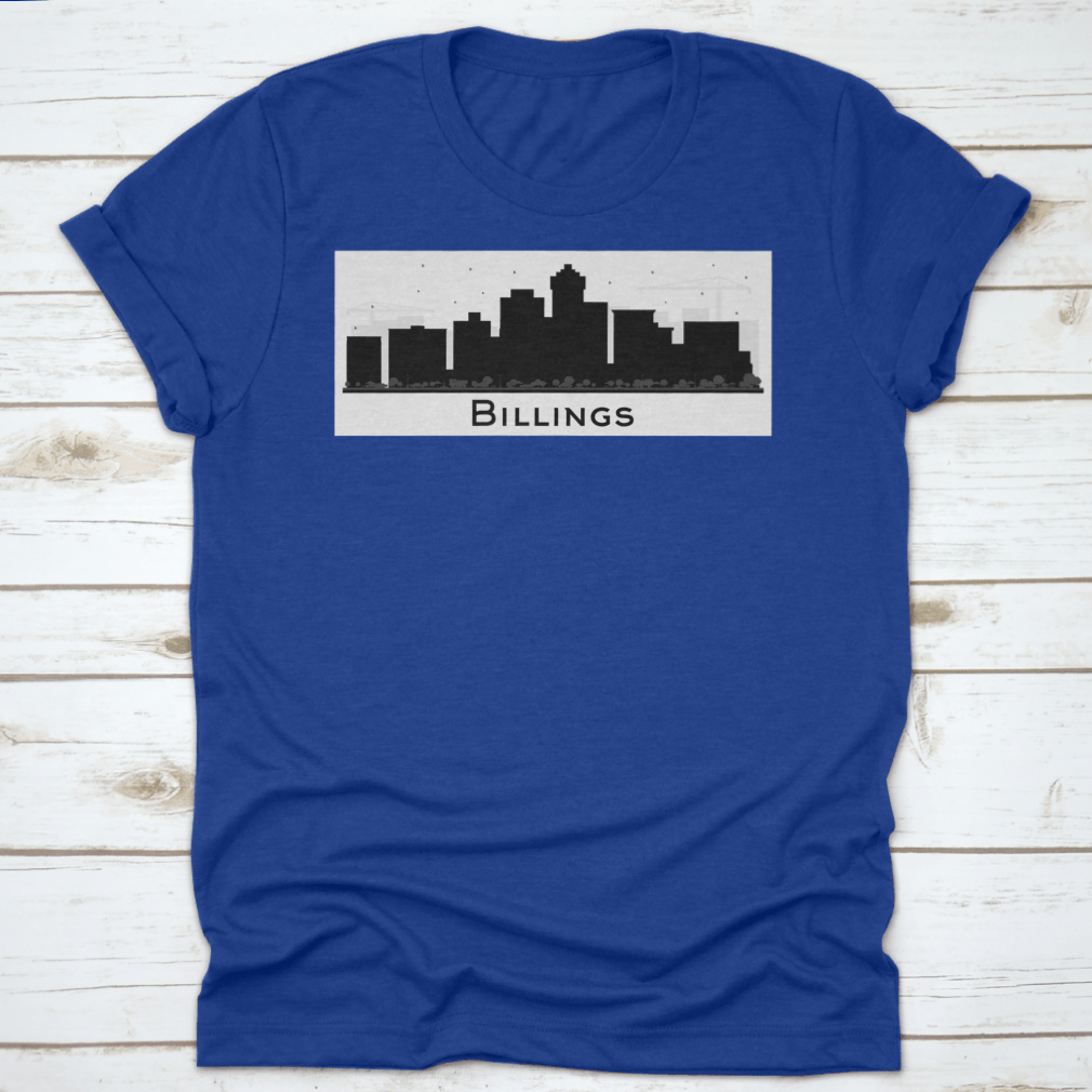 Billings Montana City Skyline silhouette vector design featuring black buildings against a light background.