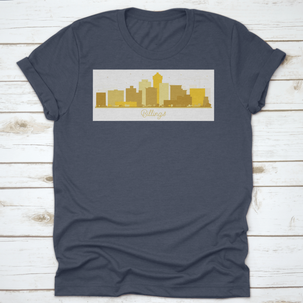 Billings Montana City Skyline silhouette featuring golden buildings against a clear sky, showcasing a stylish urban design.