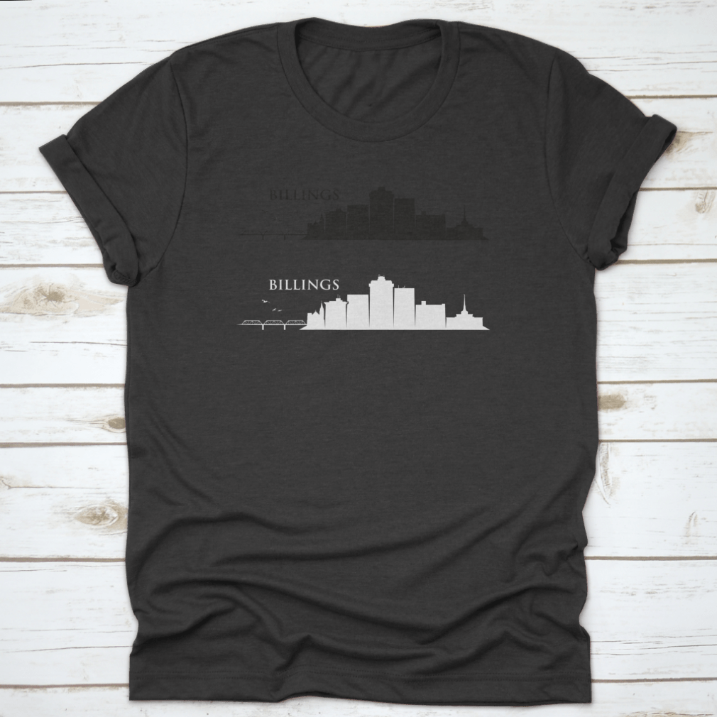 Vector design of the Billings Skyline in Montana, showcasing iconic buildings and landscapes.