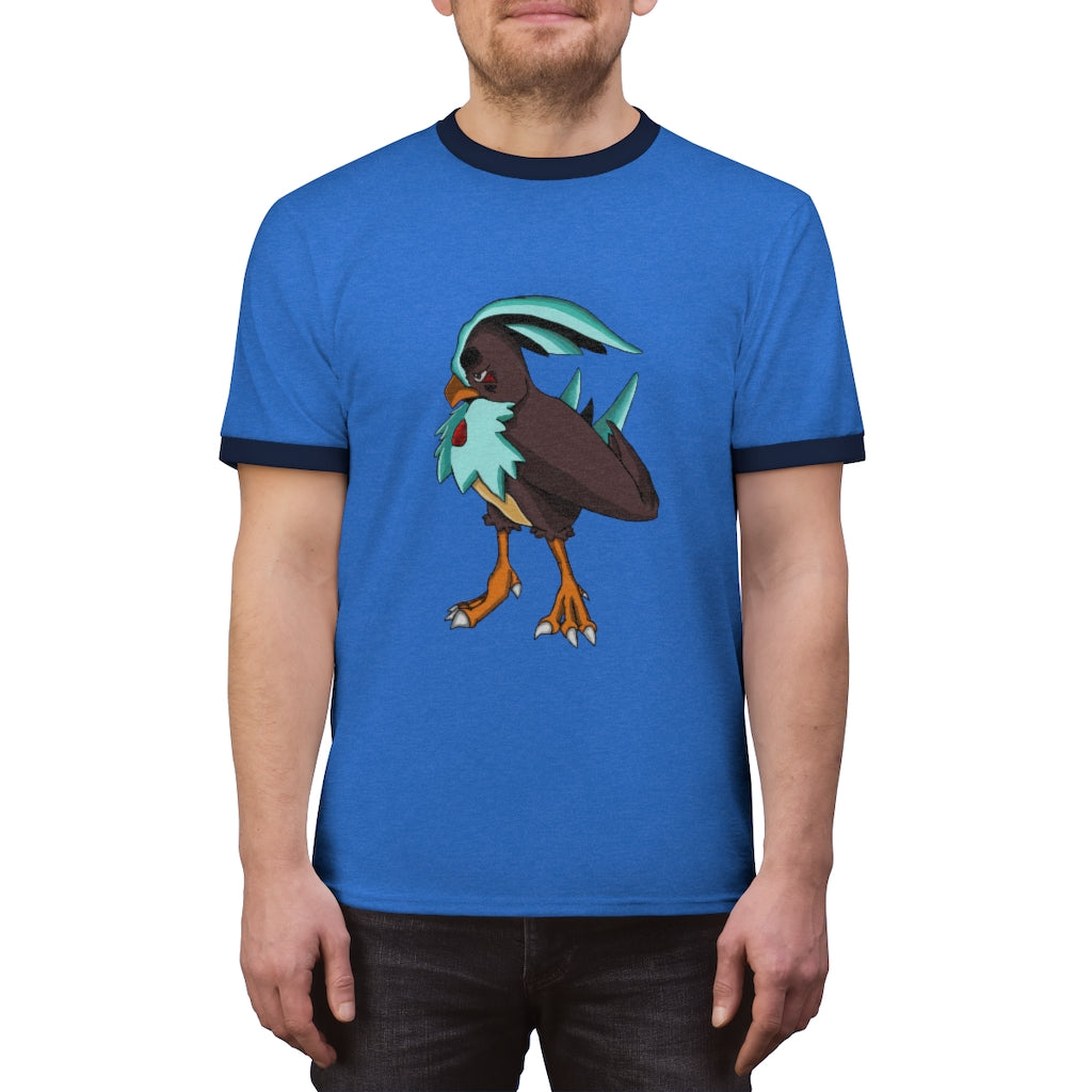 Bircross Unisex Ringer Tee showcasing its stylish design and vibrant colors, perfect for summer wear.