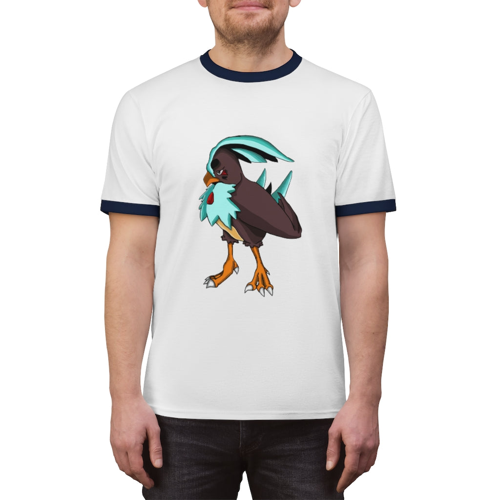 Bircross Unisex Ringer Tee showcasing its stylish design and vibrant colors, perfect for summer wear.