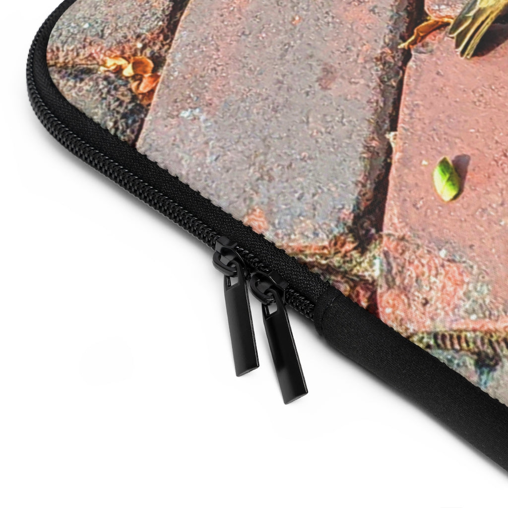 Bird Laptop Sleeve featuring a customizable front design and a solid black back, made from smooth neoprene material.