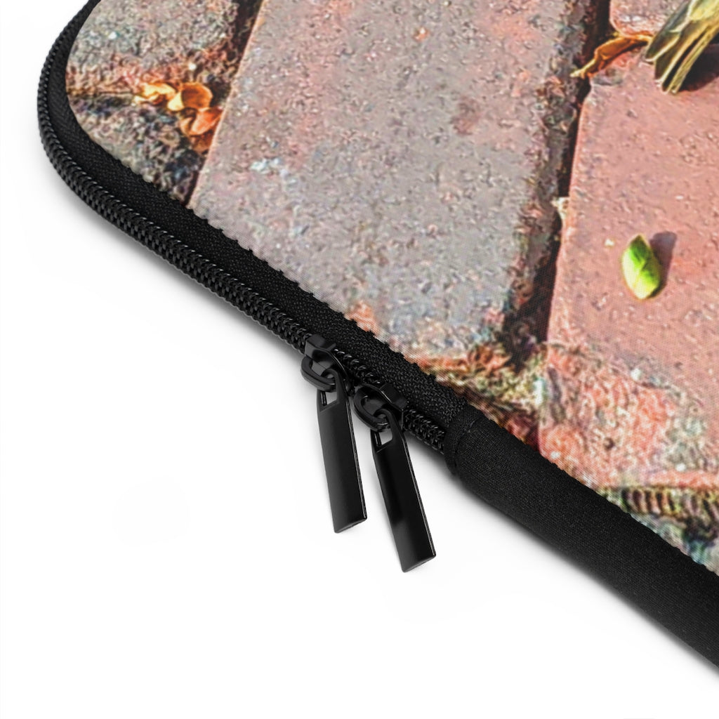 Bird Laptop Sleeve featuring a customizable front design and a solid black back, made from smooth neoprene material.