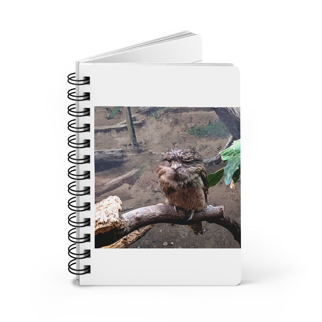 Bird Owl Spiral Bound Journal with glossy laminated cover and lined pages, featuring a whimsical owl design.
