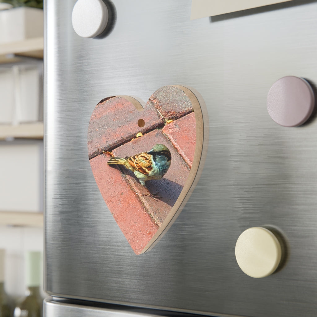 A collection of Bird Wooden Christmas Ornaments in various whimsical shapes, featuring a rustic wood finish and red ribbons for hanging.