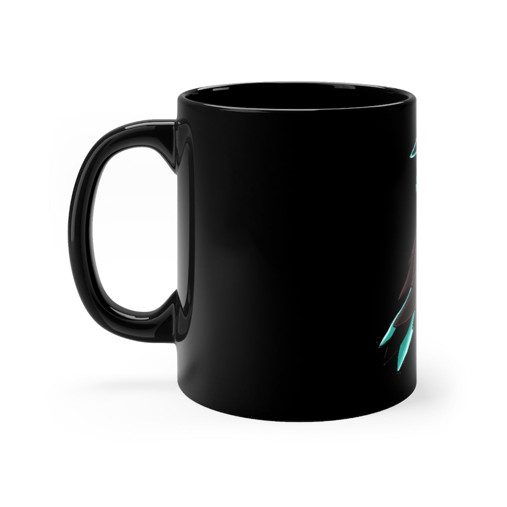 Birdam Black Mug 11oz featuring a sleek black ceramic design with rounded corners and a comfortable C-handle.