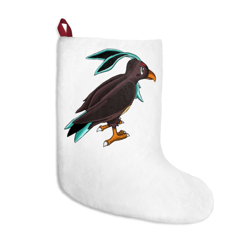 Birdam Christmas Stockings hanging by a fireplace, featuring custom prints and a festive design.