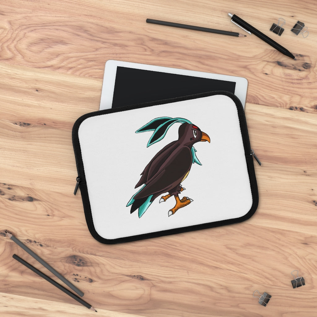 Birdam Laptop Sleeve featuring a customizable front and solid black back, made of smooth neoprene with dual zipper enclosures.