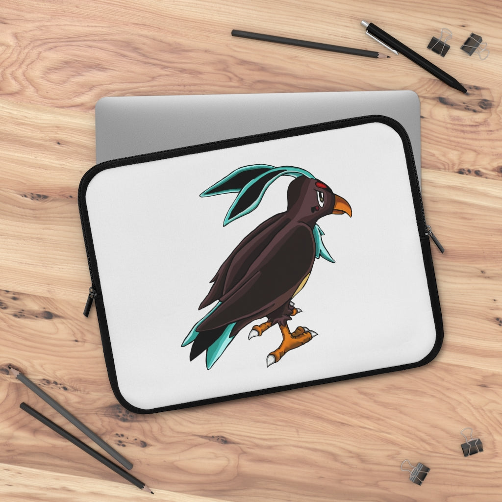 Birdam Laptop Sleeve featuring a customizable front and solid black back, made of smooth neoprene with dual zipper enclosures.