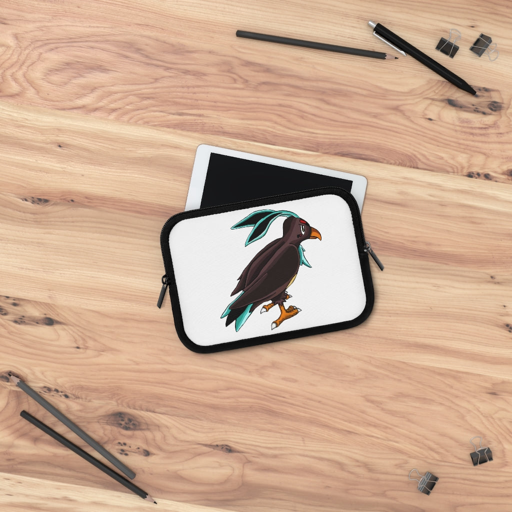 Birdam Laptop Sleeve featuring a customizable front and solid black back, made of smooth neoprene with dual zipper enclosures.