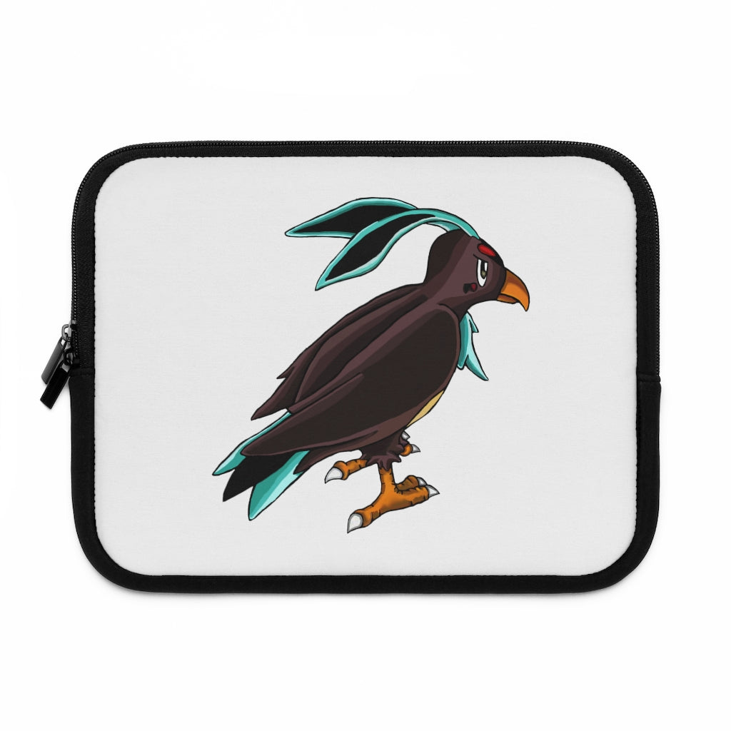 Birdam Laptop Sleeve featuring a customizable front and solid black back, made of smooth neoprene with dual zipper enclosures.