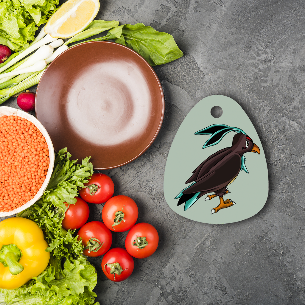 Birdam Sublimation Glass Cutting Board in water droplet shape, made from toughened chinchilla glass, ideal for custom designs.