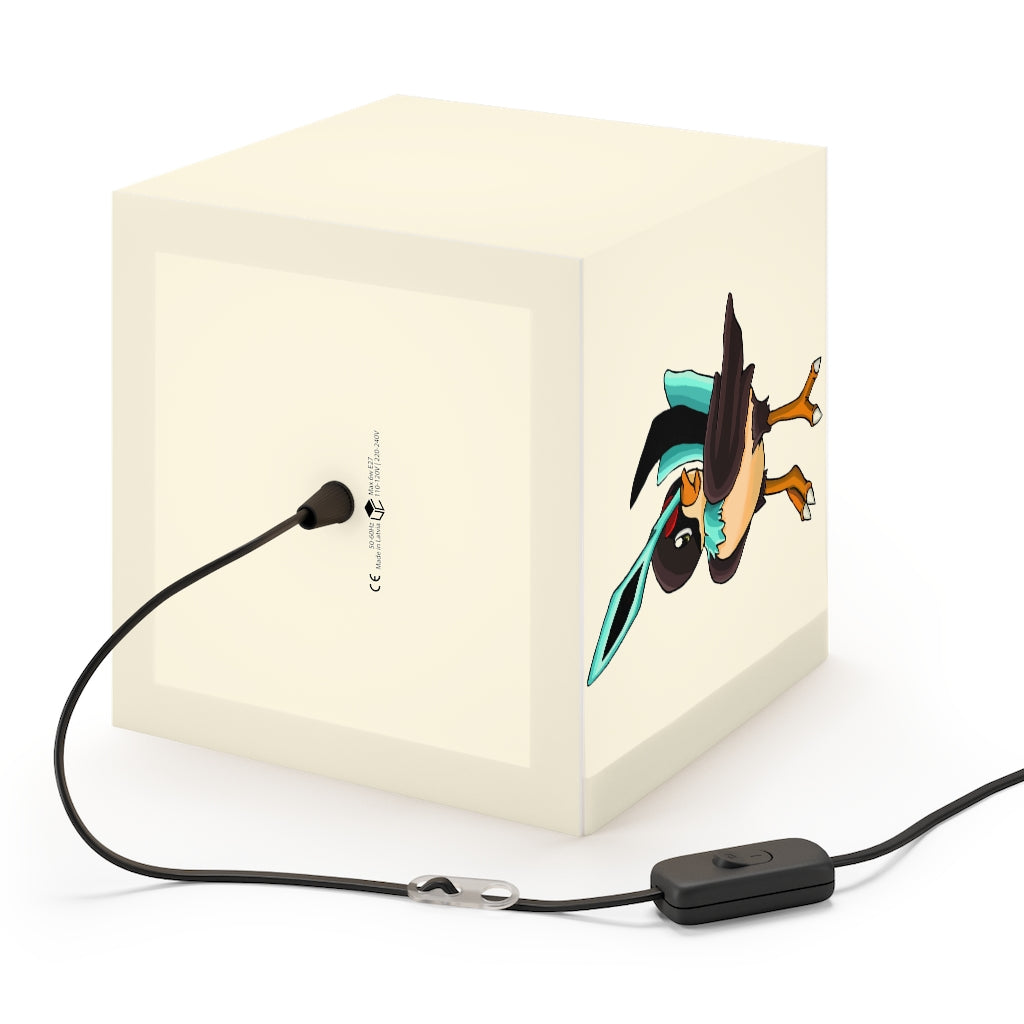 Birdi Personalized Lamp showcasing a unique cube design, perfect for indoor decoration with a soft glow.