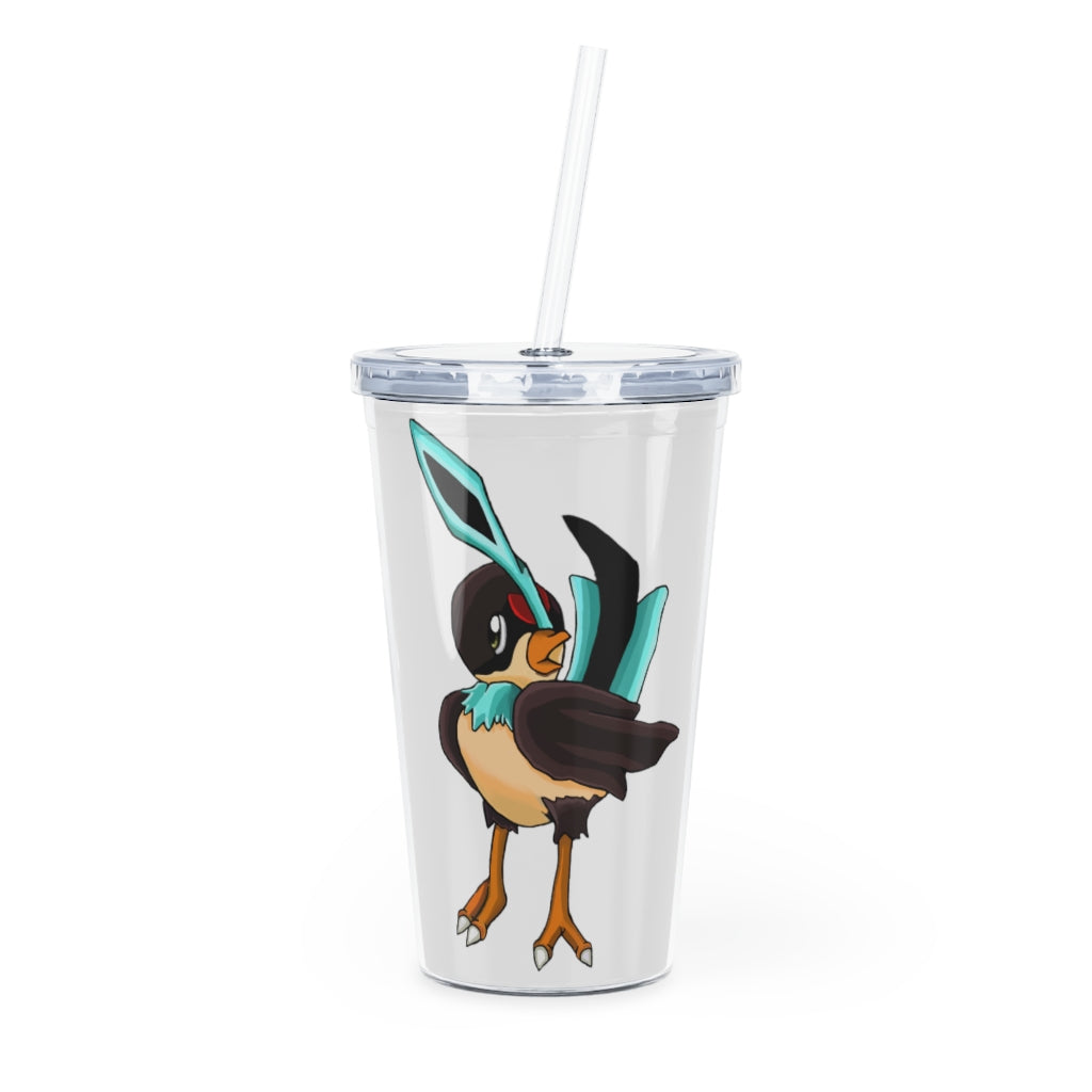 Birdi Plastic Tumbler with Straw in vibrant colors, featuring a removable insert for customization, lid, and straw.