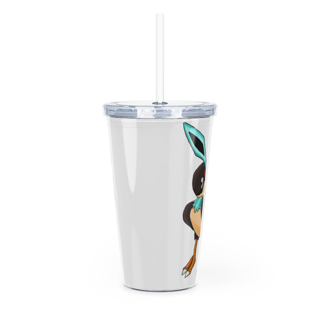 Birdi Plastic Tumbler with Straw in vibrant colors, featuring a removable insert for customization, lid, and straw.