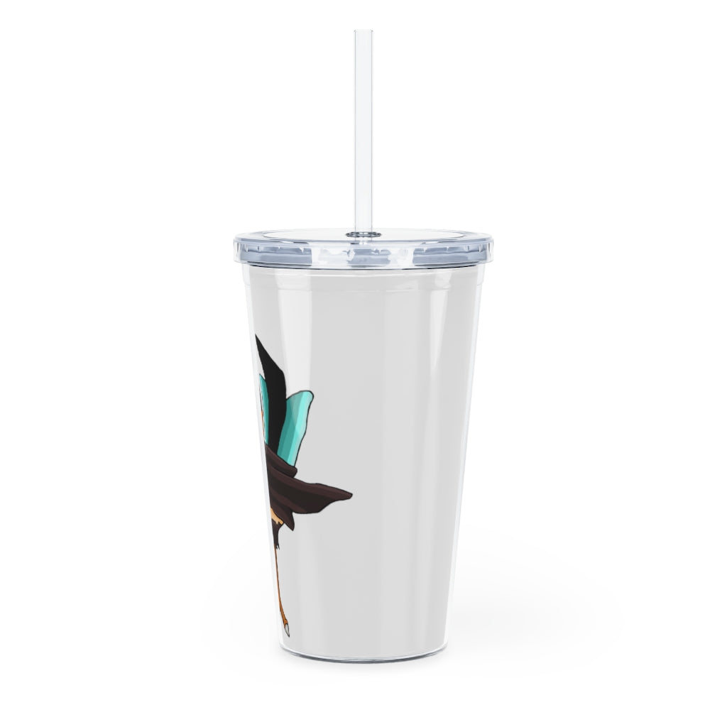 Birdi Plastic Tumbler with Straw in vibrant colors, featuring a removable insert for customization, lid, and straw.