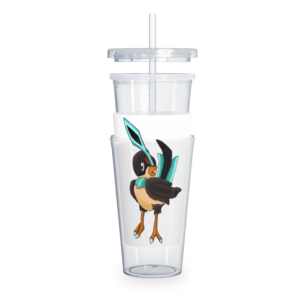 Birdi Plastic Tumbler with Straw in vibrant colors, featuring a removable insert for customization, lid, and straw.