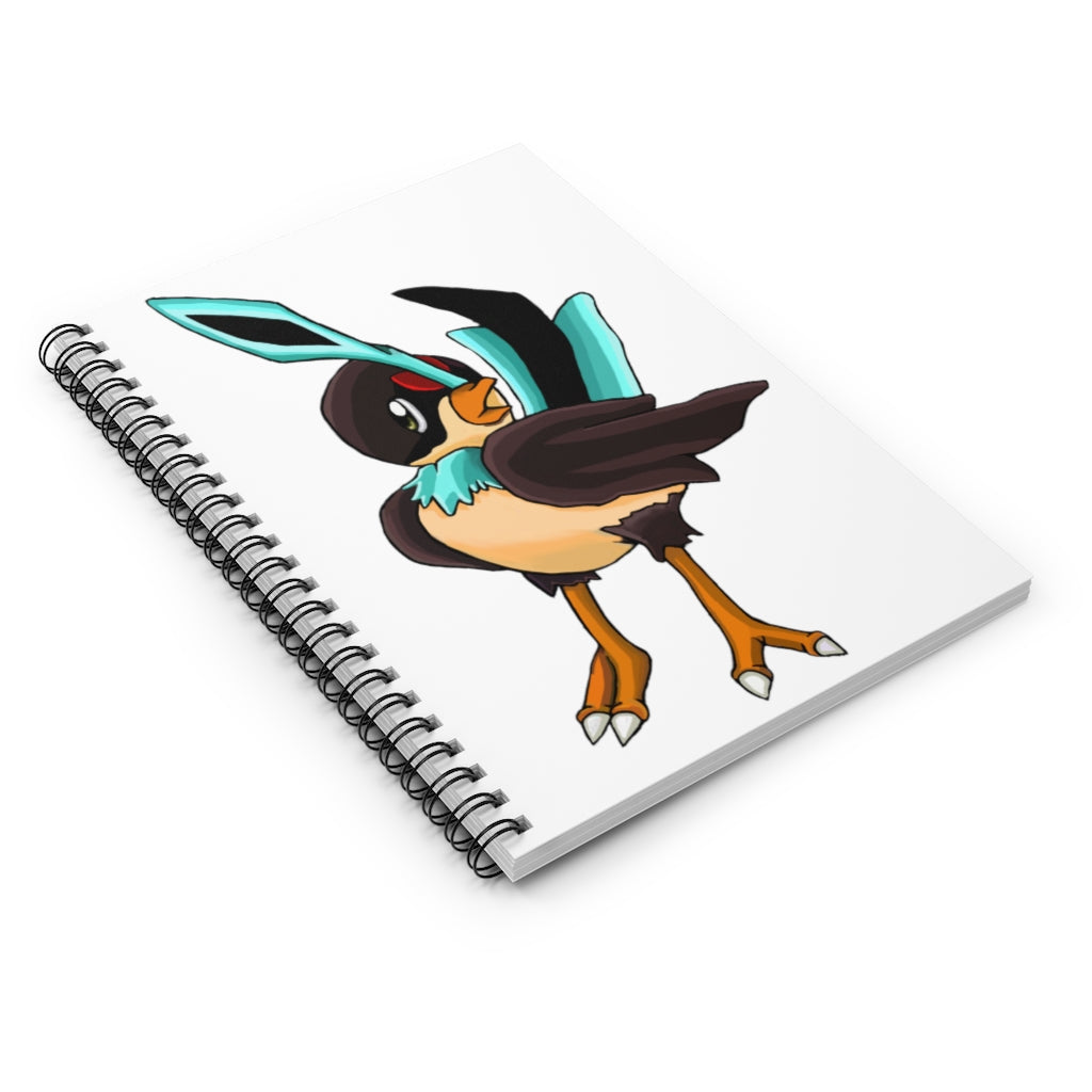 Birdi Spiral Notebook with ruled line pages and durable printed cover, featuring a stylish front and black back cover.