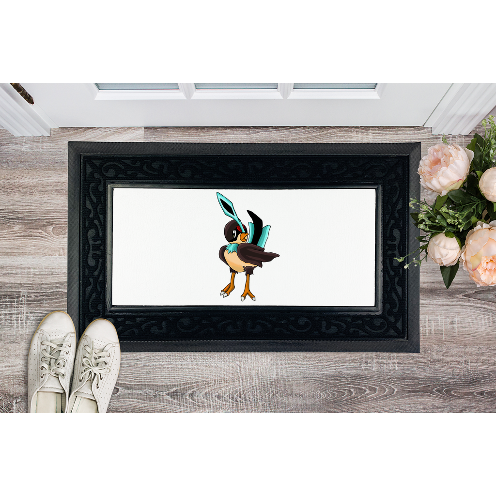 Birdi Sublimation Heavy Duty Door Mat with a removable fabric center and non-slip rubber base, showcasing a stylish brush border.