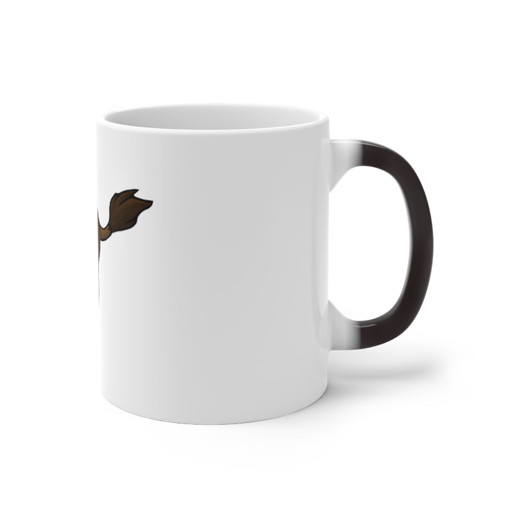 Bitox Color Changing Mug showcasing vibrant colors when filled with hot liquid, featuring a C-handle and rounded corners.