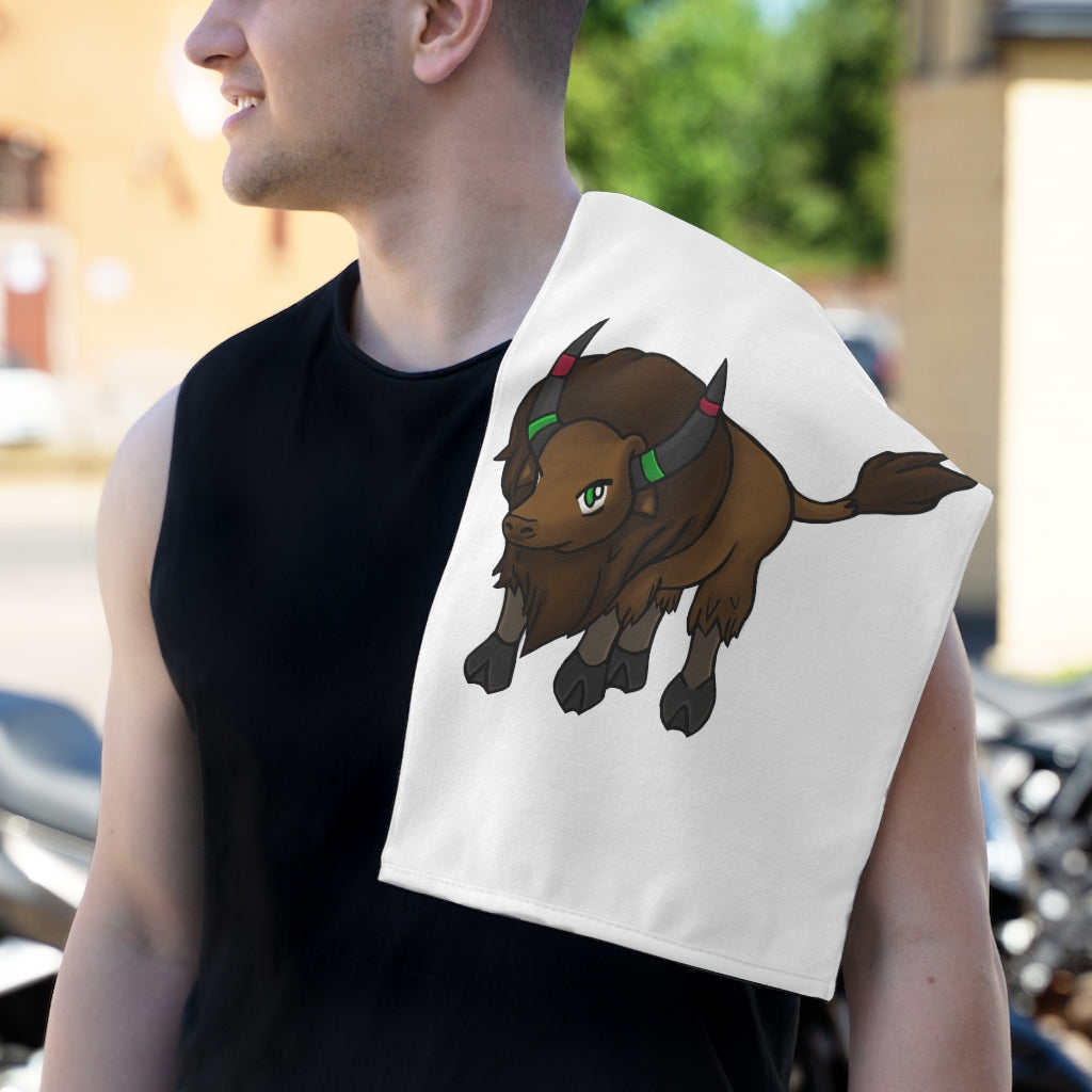 Bitox Rally Towel measuring 11x18 inches, featuring a soft polyester front and absorbent cotton backing, ideal for personalization.