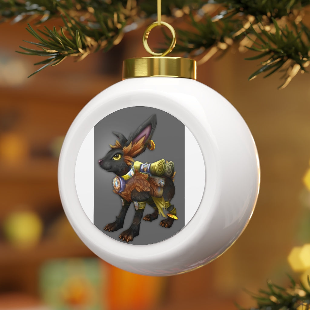 Black Amara Christmas Ball Ornament with glossy finish and gold ribbon, featuring a vintage design and customizable metal insert.