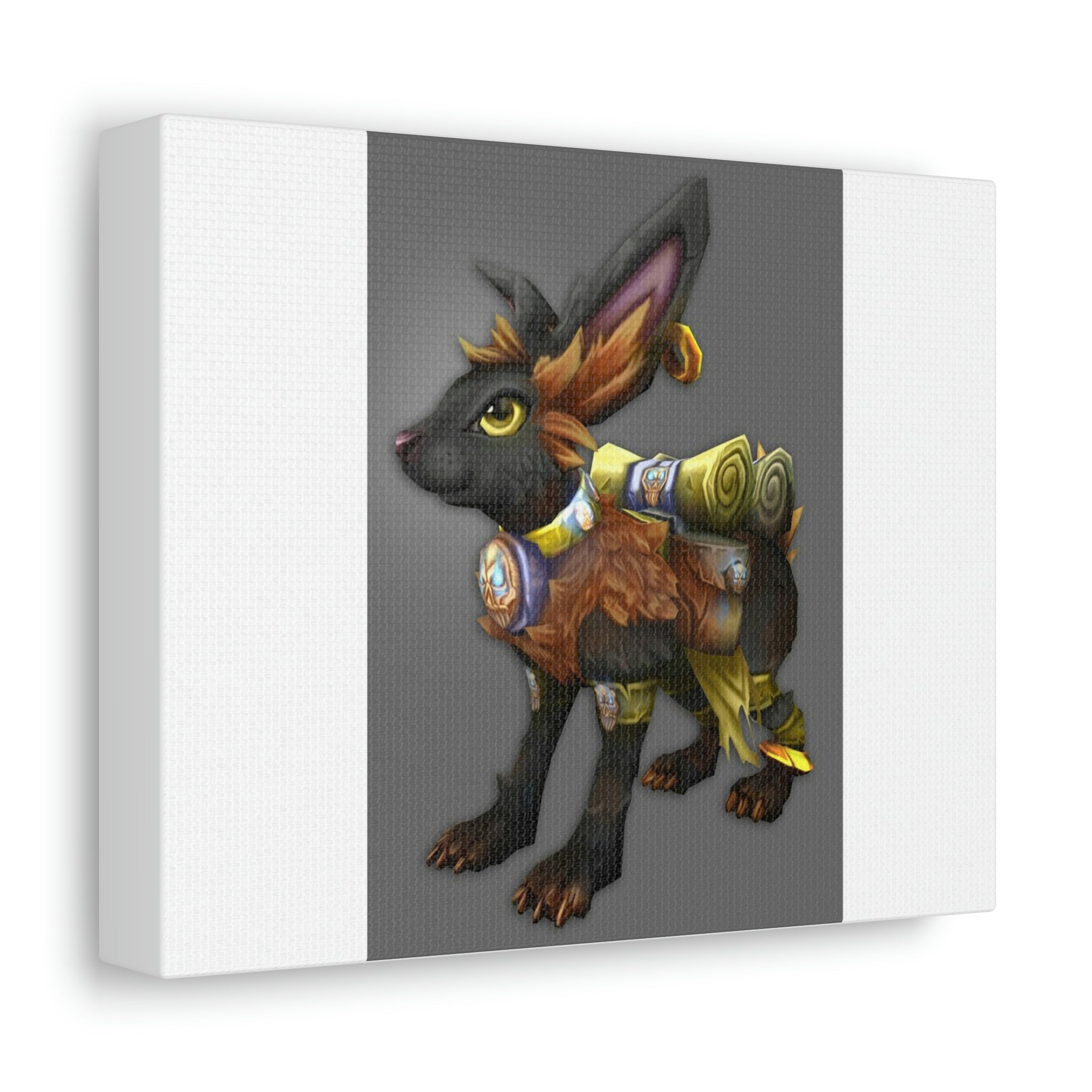 Black Amara Stretched Canvas featuring vibrant colors and sharp details, elegantly stretched on a wooden frame for indoor decoration.