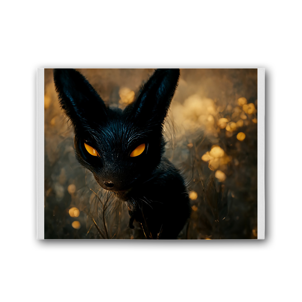 Black and Orange Kitty Cat Premium Stretched Canvas artwork featuring vibrant colors and a playful design, perfect for home decor.