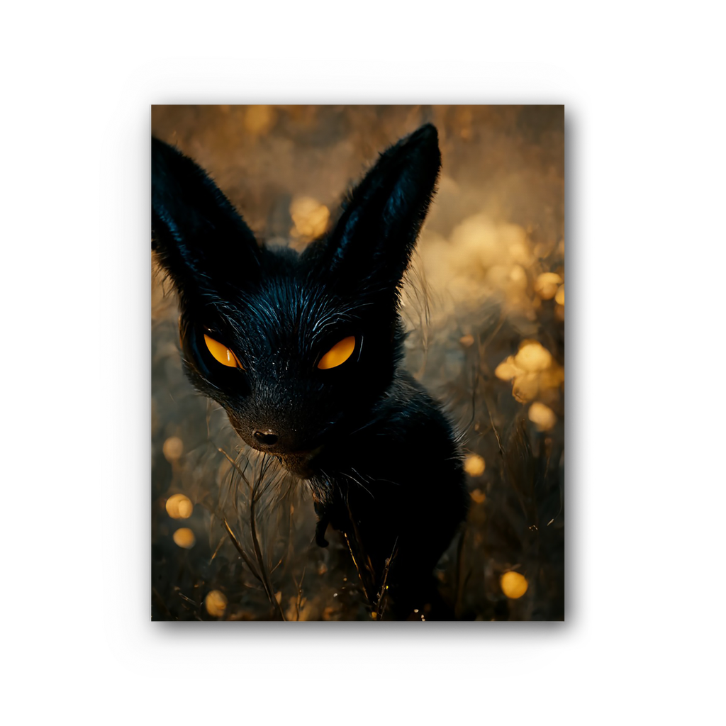 Black and Orange Kitty Cat Premium Stretched Canvas artwork featuring vibrant colors and a playful design, perfect for home decor.