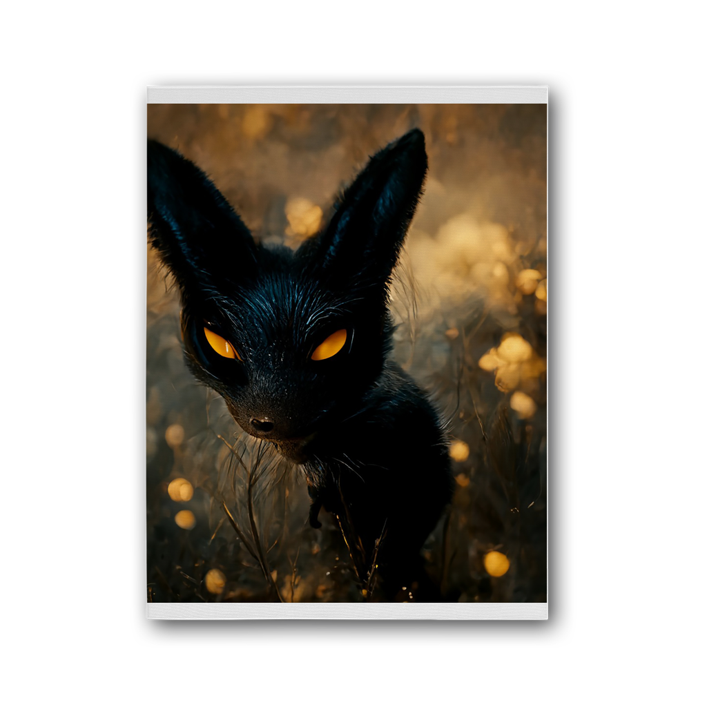 Black and Orange Kitty Cat Premium Stretched Canvas artwork featuring vibrant colors and a playful design, perfect for home decor.