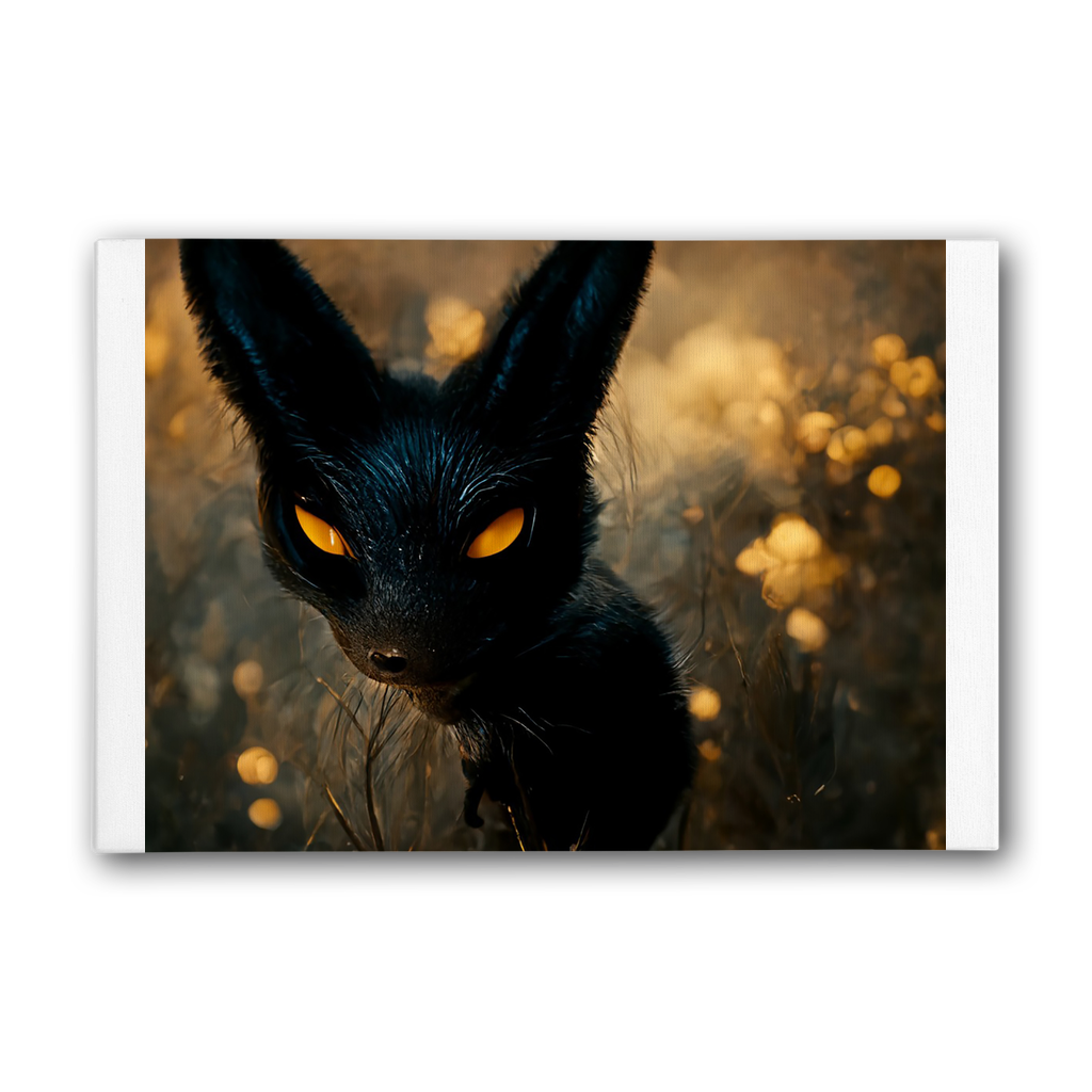 Black and Orange Kitty Cat Premium Stretched Canvas artwork featuring vibrant colors and a playful design, perfect for home decor.