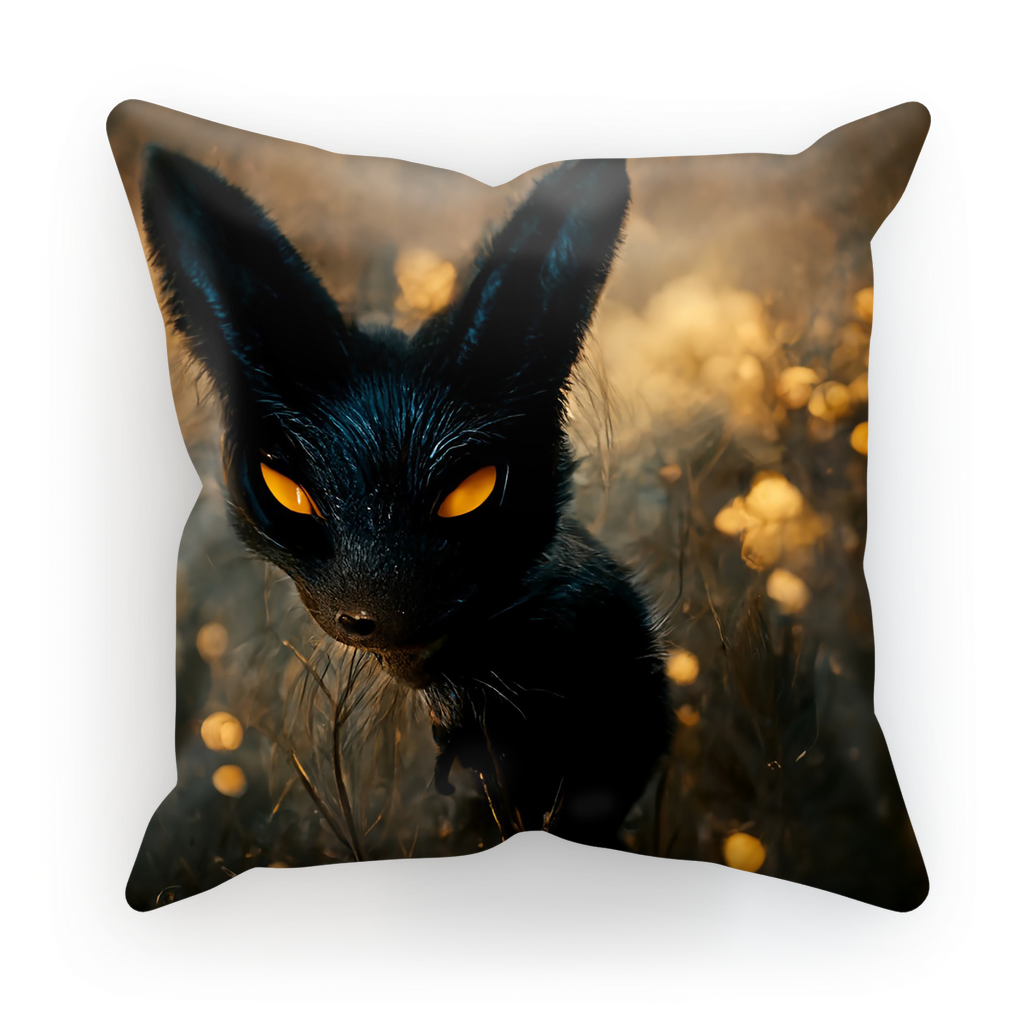 Black and orange kitty cat sublimation cushion cover featuring a playful cat design on a soft fabric.