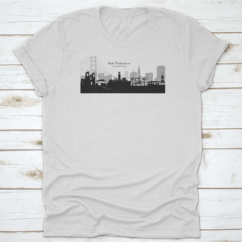 Black and white silhouette vector illustration showcasing the iconic San Francisco skyline with notable landmarks.