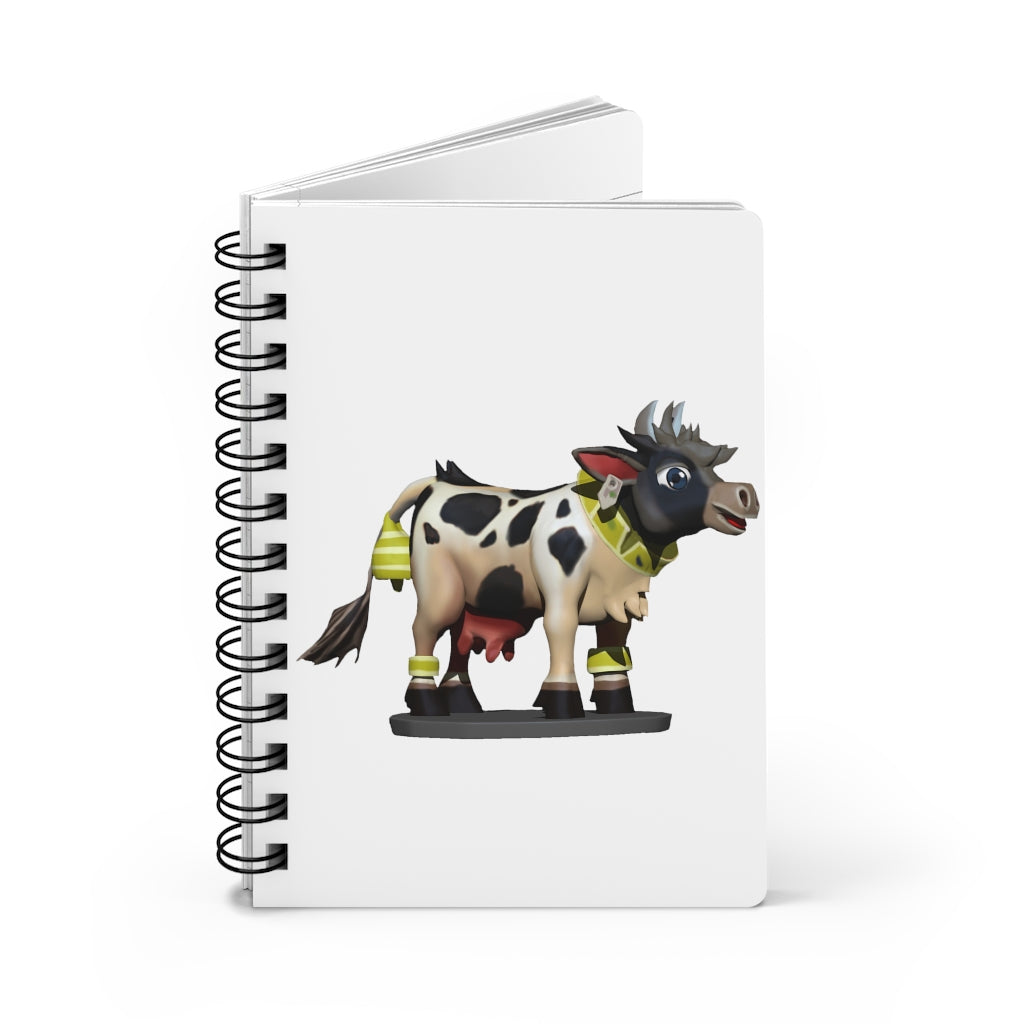 Black Cow Spiral Bound Journal with glossy laminated cover and lined pages, perfect for writing dreams and ideas.