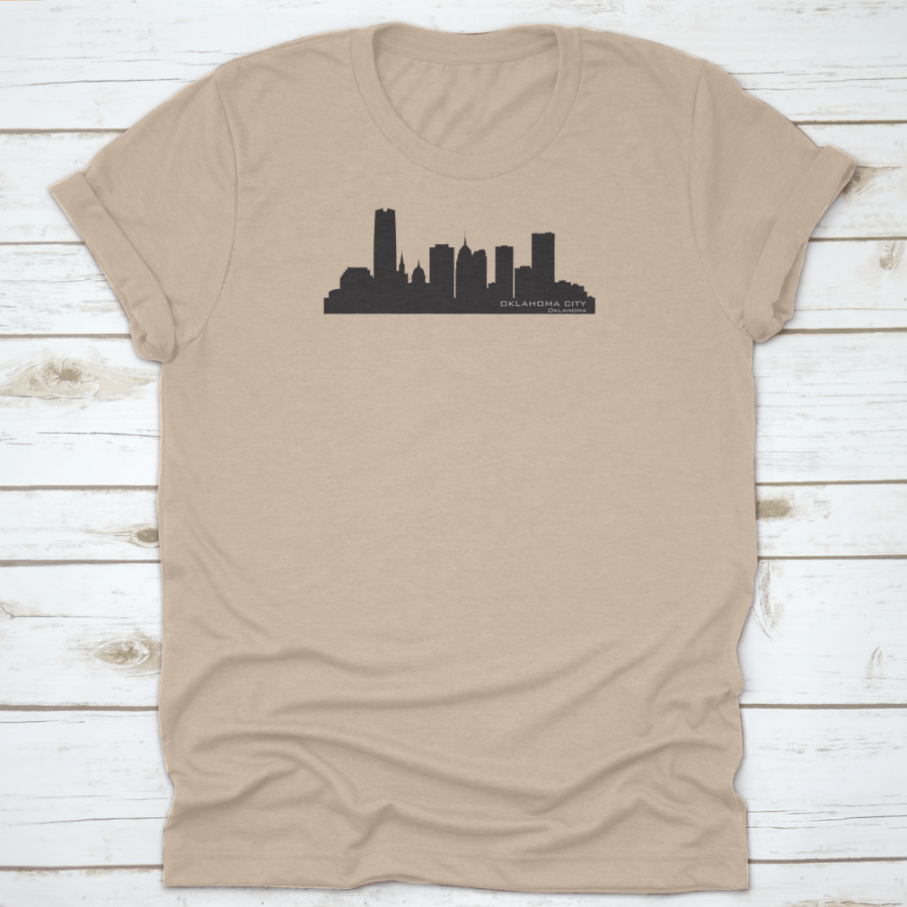 Black Orlahoma Downtown City T-Shirt featuring a classic fit and midweight fabric, perfect for casual wear.