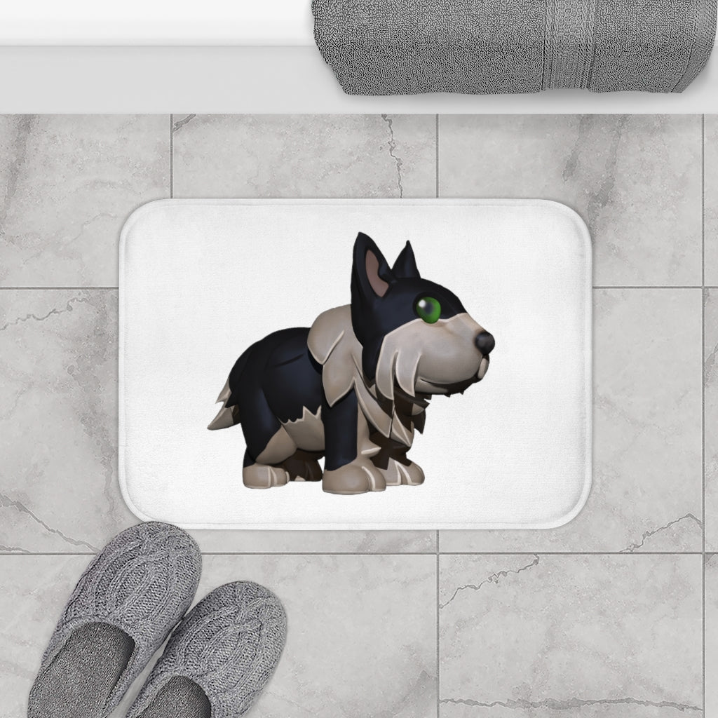 Black Dog Bath Mat with anti-slip backing, stylish design, and durable edges, perfect for enhancing bathroom decor.