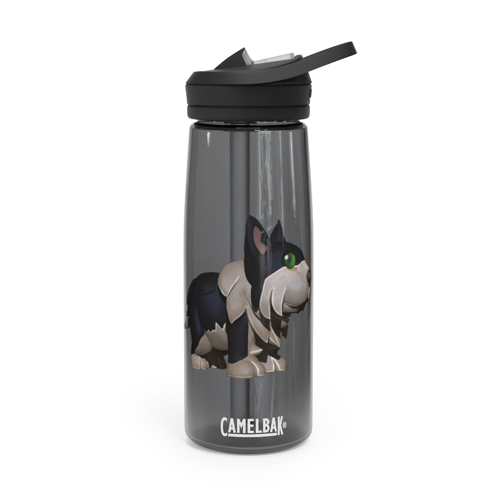 Black Dog CamelBak Eddy® Water Bottle in 20oz and 25oz sizes, showcasing its durable Tritan™ material and spill-proof design.