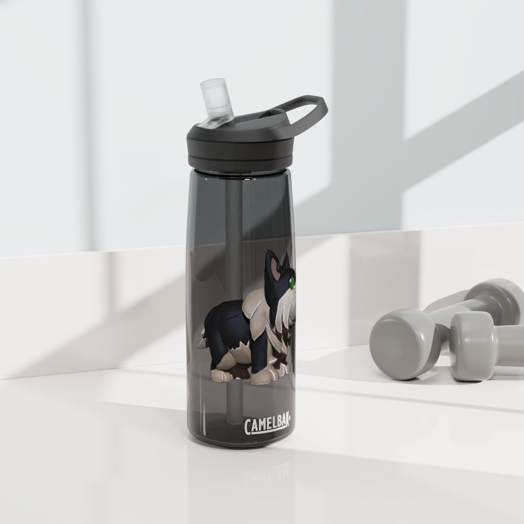 Black Dog CamelBak Eddy® Water Bottle in 20oz and 25oz sizes, showcasing its durable Tritan™ material and spill-proof design.