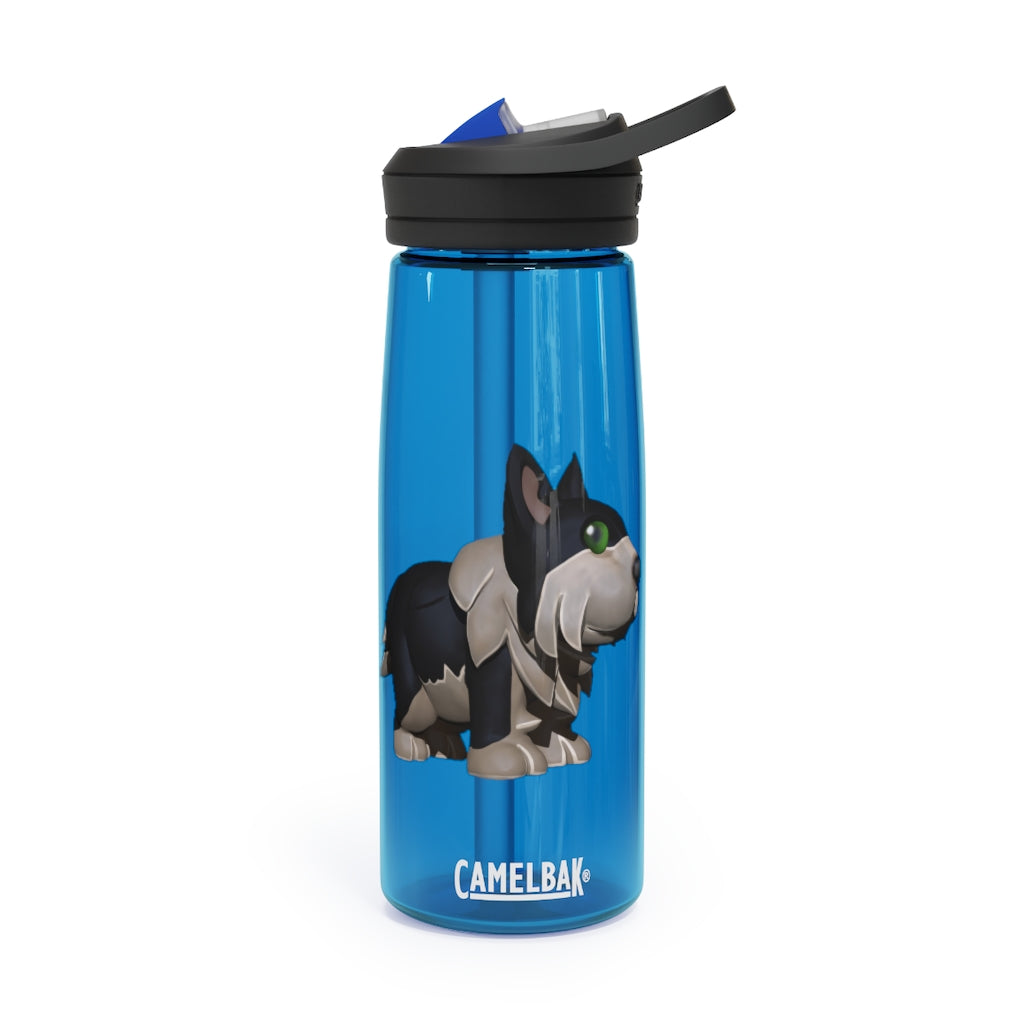 Black Dog CamelBak Eddy® Water Bottle in 20oz and 25oz sizes, showcasing its durable Tritan™ material and spill-proof design.